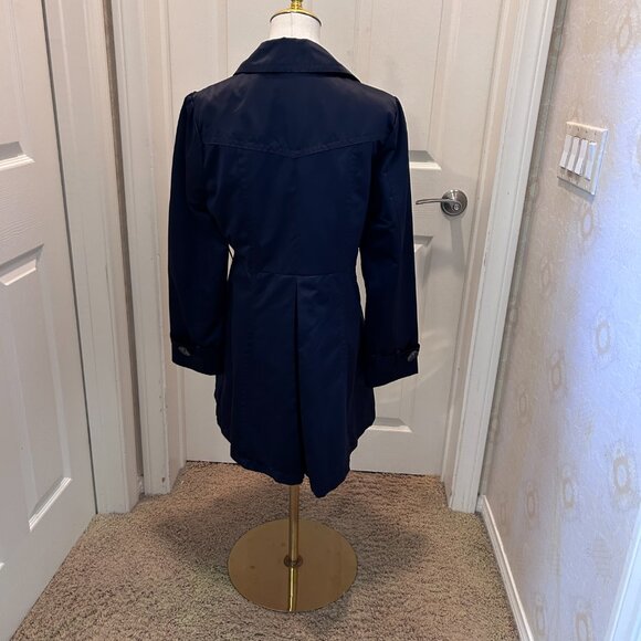 GEORGE Nylon Navy Blue Trench Coat in Women's Size Medium (8/10) Fully Lined - Picture 4 of 7
